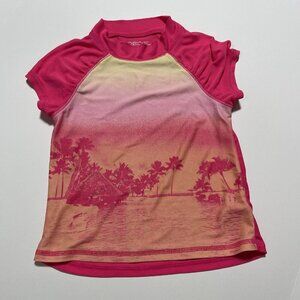 Cherokee Girls 5T Swim Shirt Rash Guard Hawaii Beach Pink Peach Short Sleeves